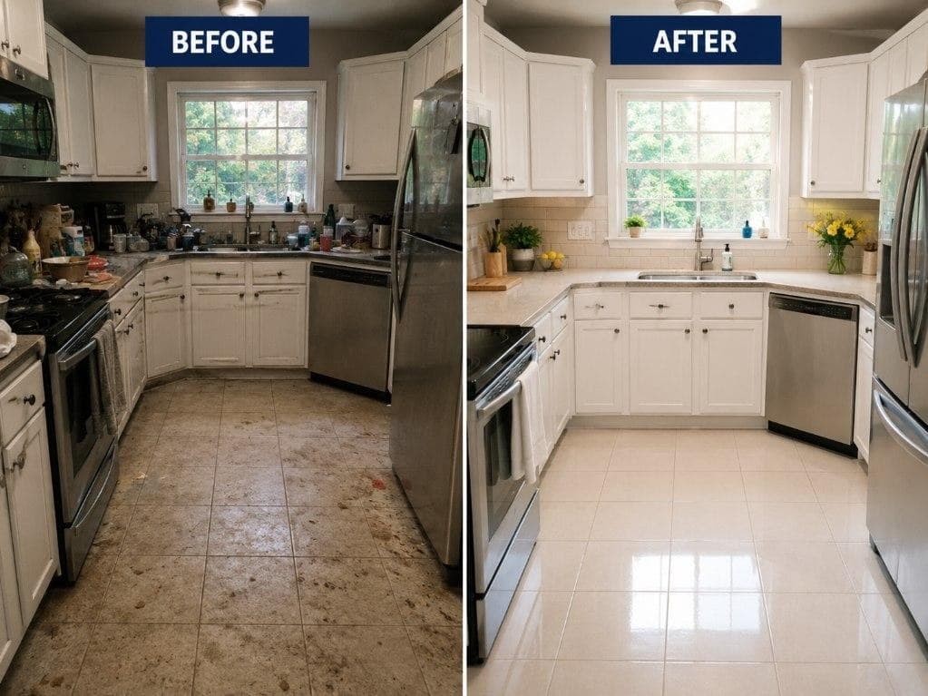 Before and after kitchen cleaning