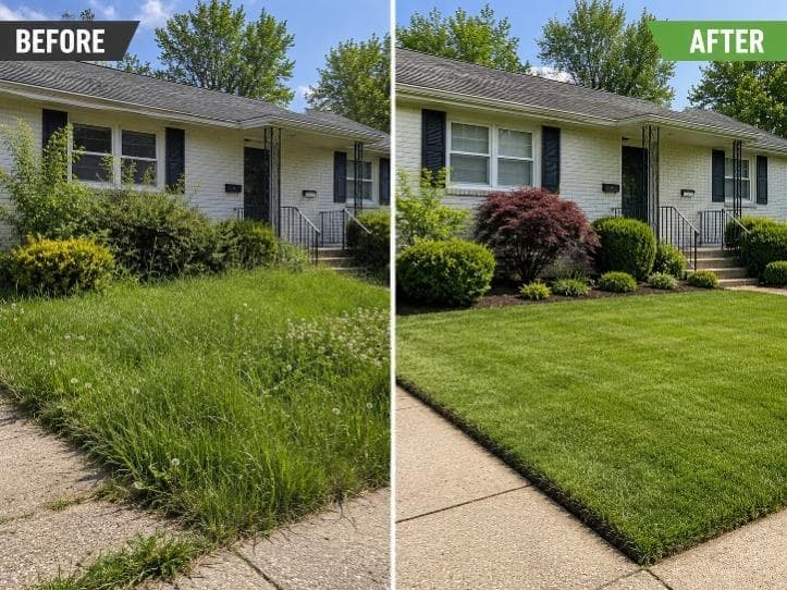 Before and after lawn cleanup