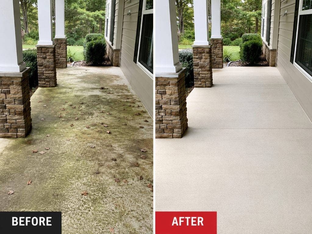 Before and after porch cleanup
