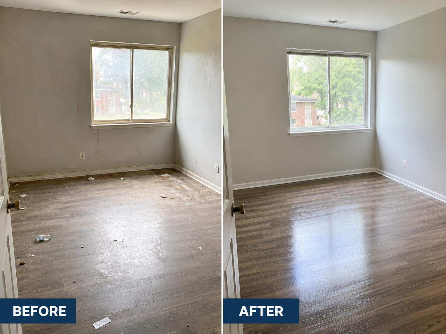 Before and after empty room cleaning