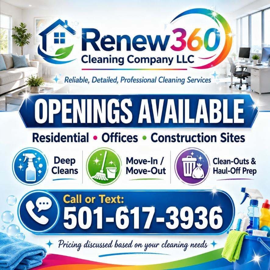 Renew 360 openings available for cleaning services